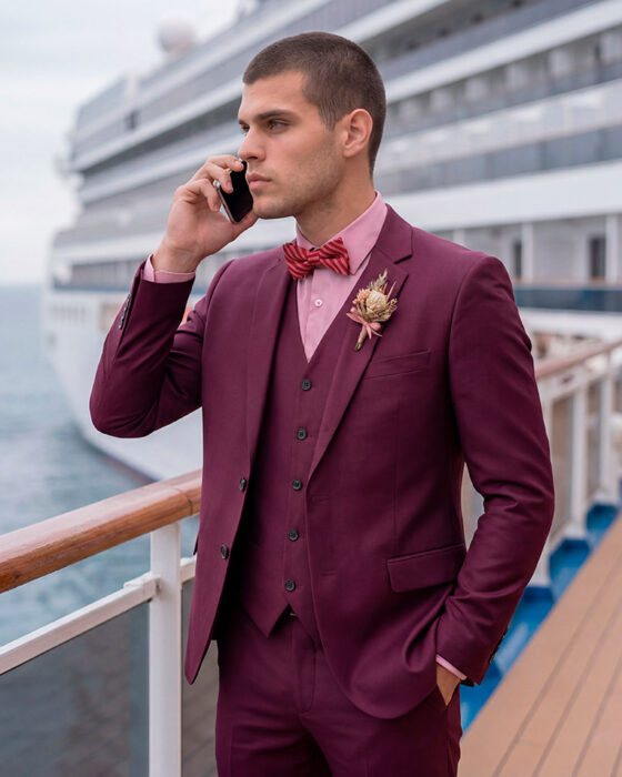 Terno slim tropical marsala